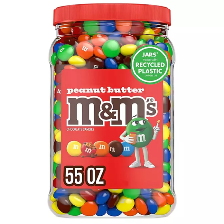 M&M-S Peanut Butter Milk Chocolate Candy. 55 oz.