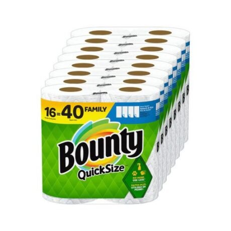 Bounty 16 Family Rolls Quick Size Paper White Towels (=40 Regular Rolls)-toilet paper